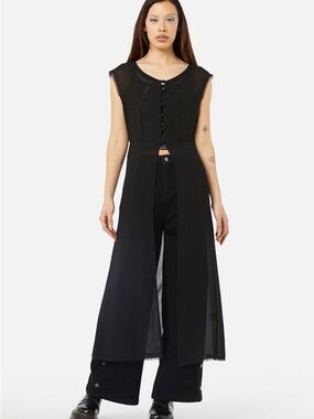 Dangerfield Discord Black Sleeveless Sheer Duster